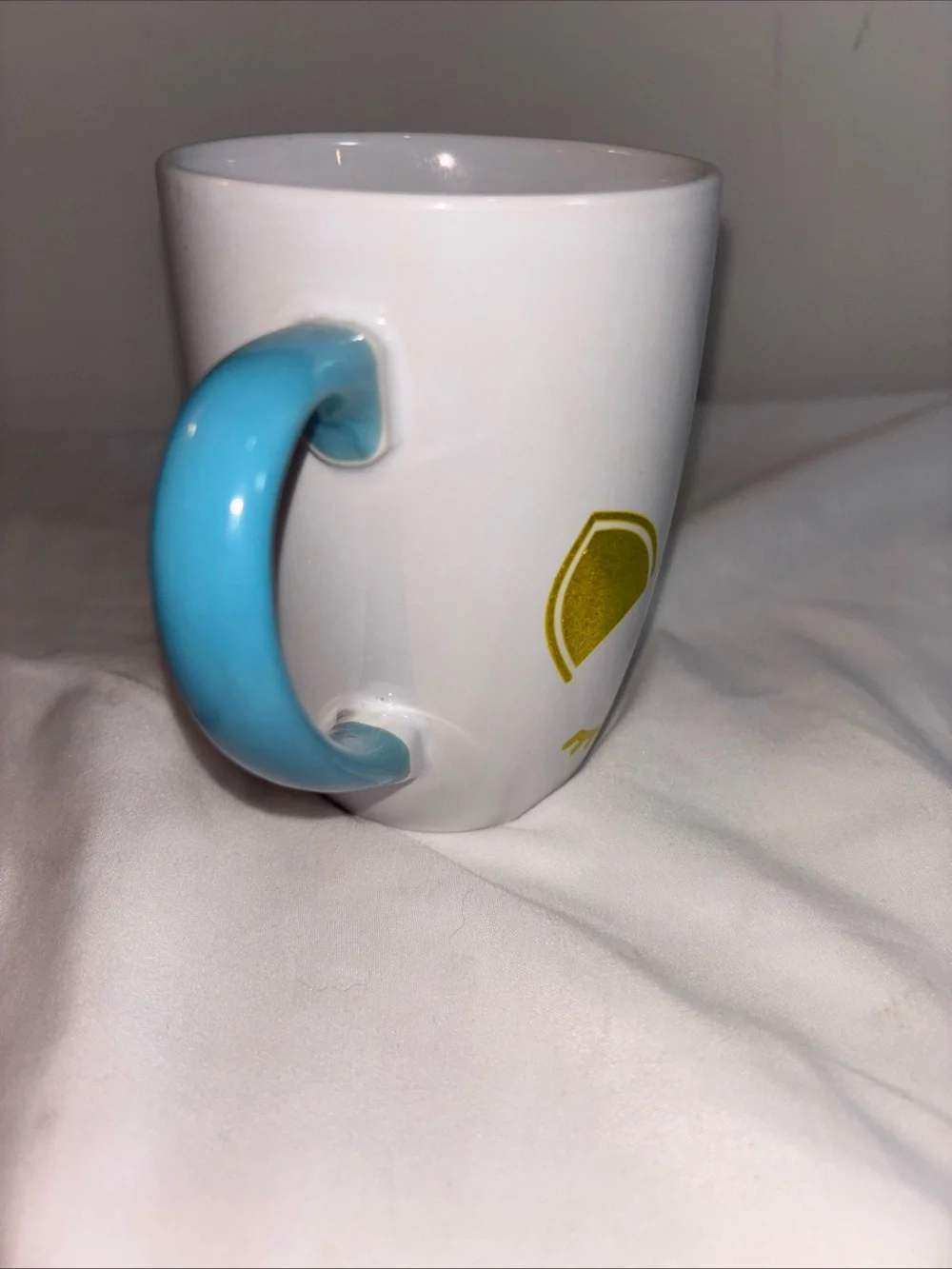 Unbranded White Unicorn Ceramic Coffee Mug with Teal Handle